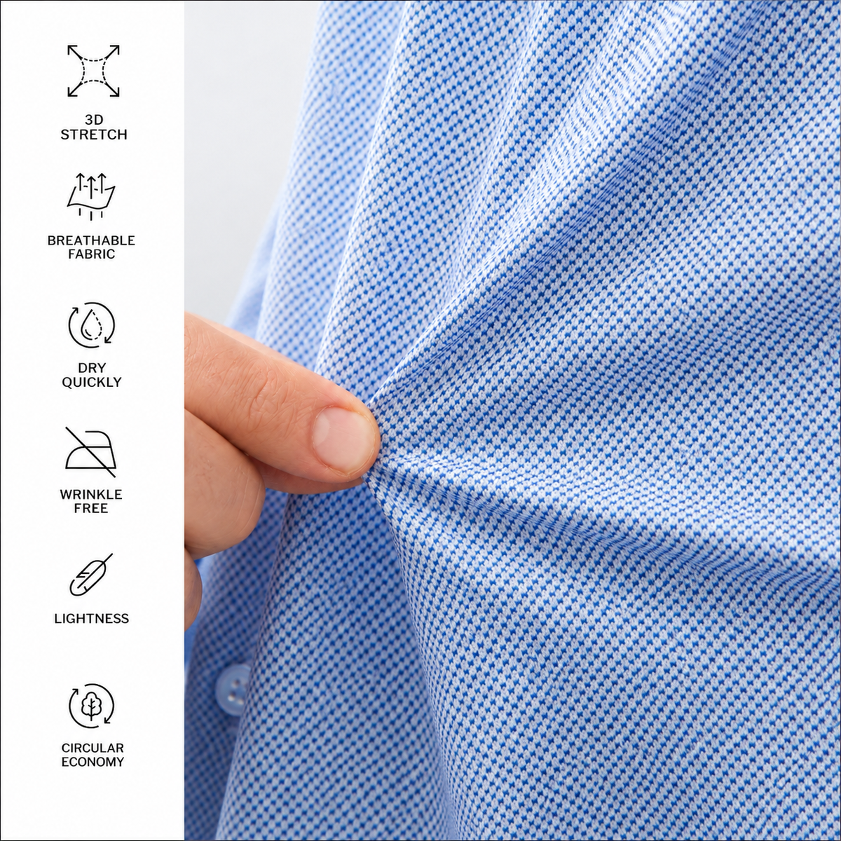 Achterkant van Xacus Slim Fit Active Shirt New Light Blue