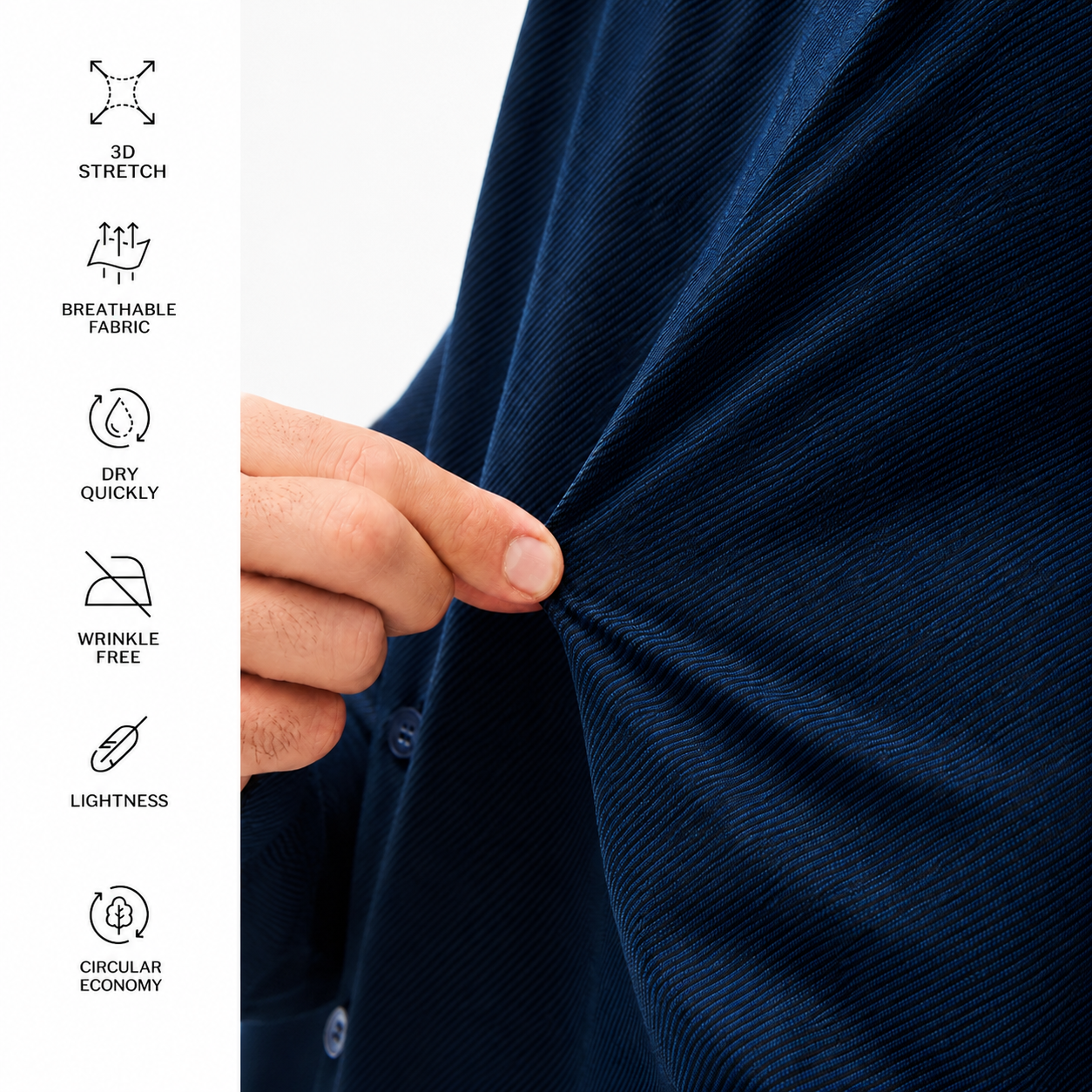 Achterzijde van het Xacus Tailor Fit Active Shirt New Navy