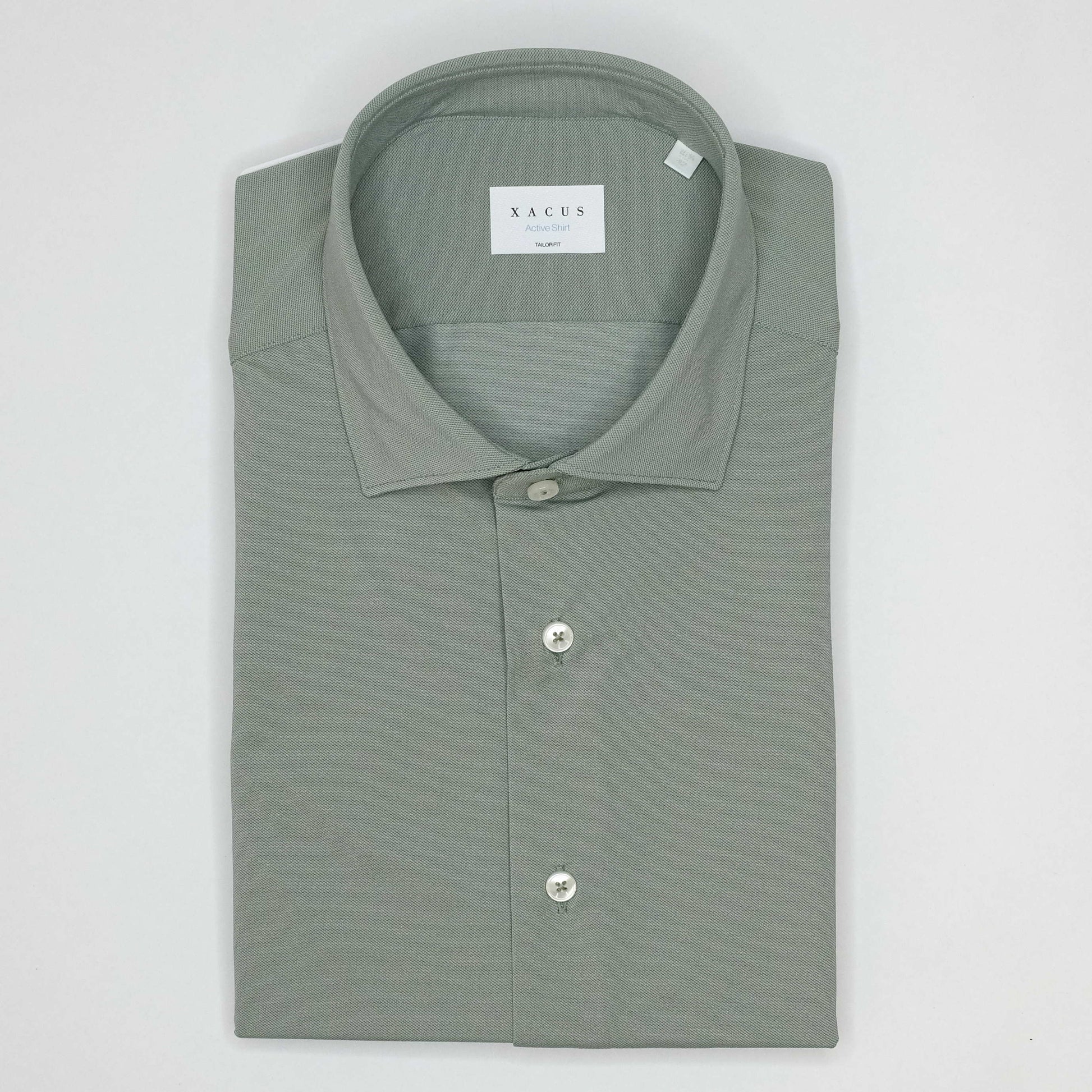 Xacus Tailor Fit Active Shirt Sage Green bij Checkpoint Mol