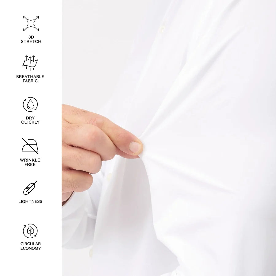 Xacus Tailor Fit Active Shirt in wit met technische stretchstof