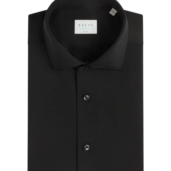 Xacus Tailor Fit Active Shirt zwart technisch herenoverhemd