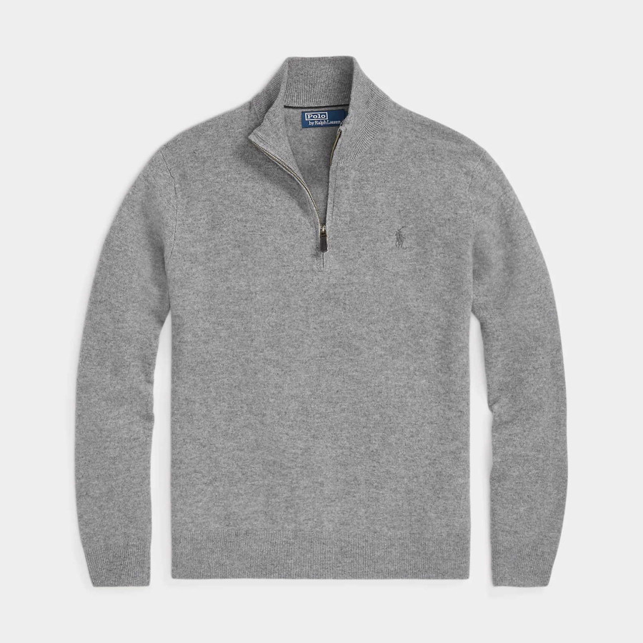 WOOL QUARTER-ZIP SWEATER | GREY HEATHER 