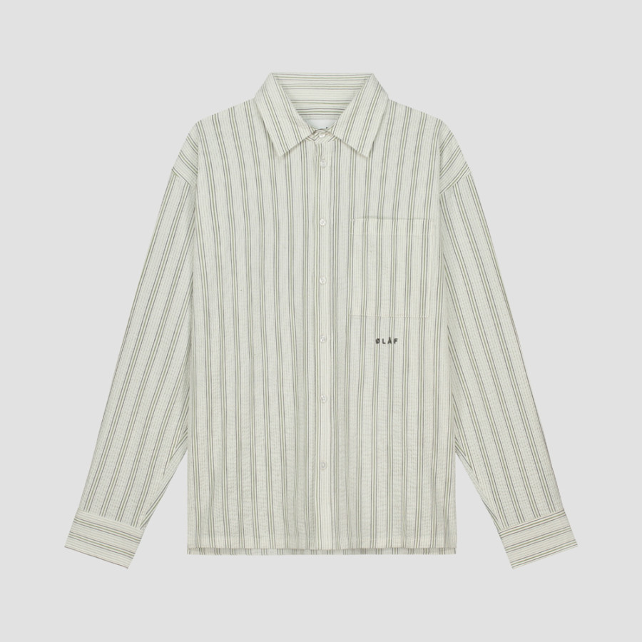 SEERSUCKER BOXY SHIRT | GREEN STRIPE