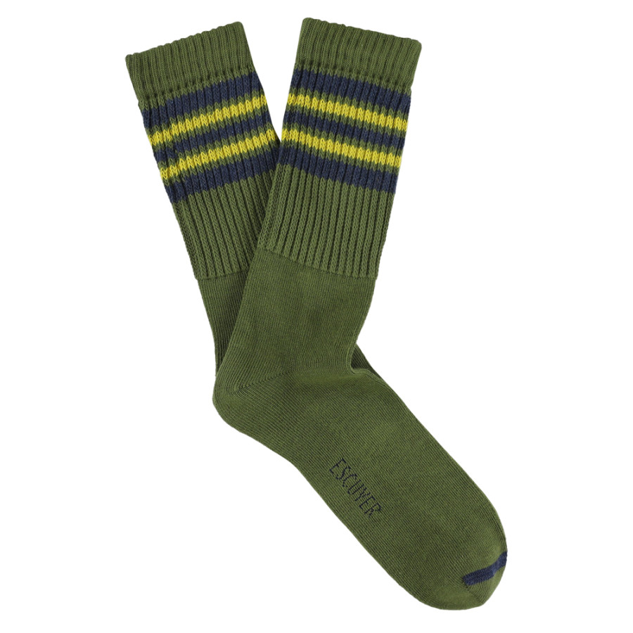 5 Stripes Crew Socks khaki blue