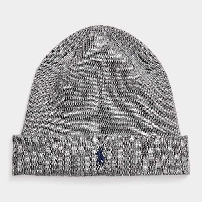 SIGNATURE PONY WOOL BEANIE | FAWN GREY HEATHER