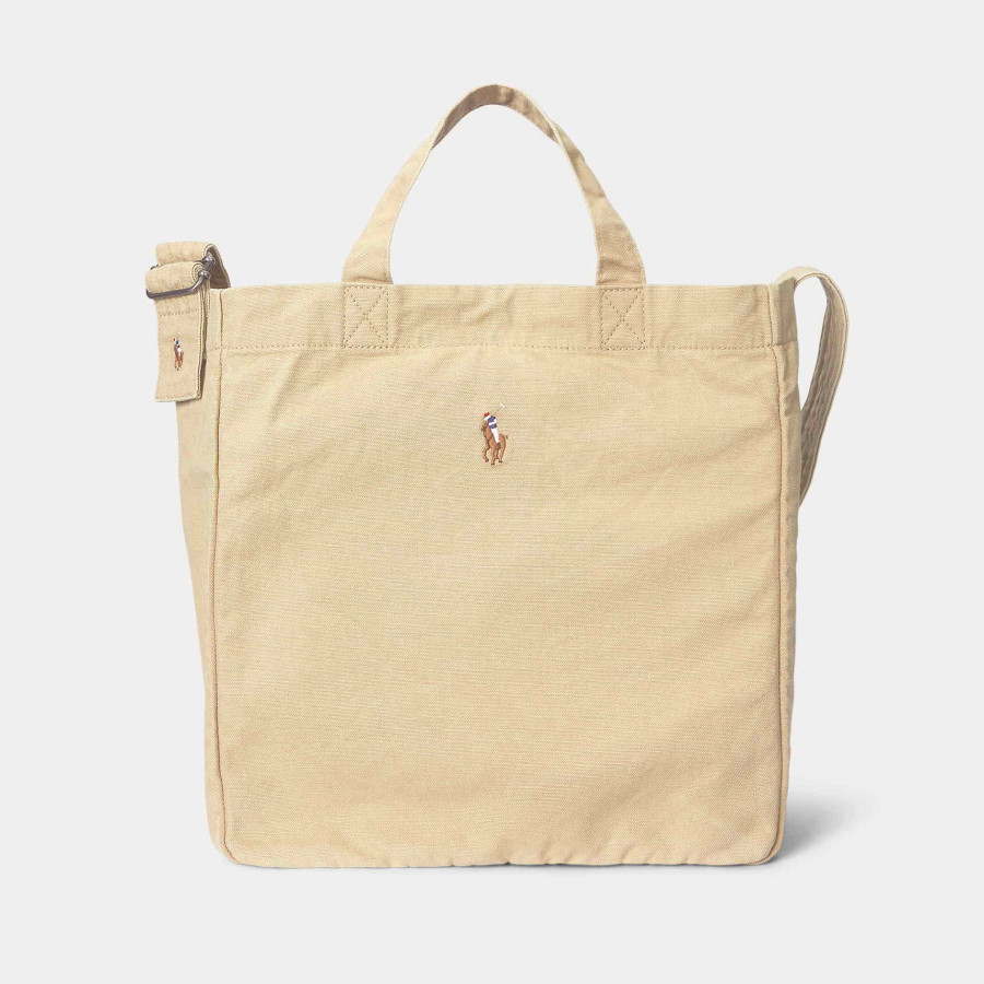 Canvas Shopper Tote Bag Tan