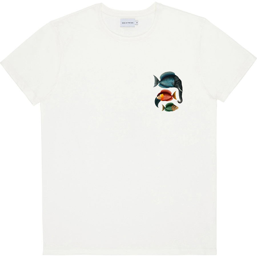 Natural ODD Fishes Tee | White | Regular Fit 