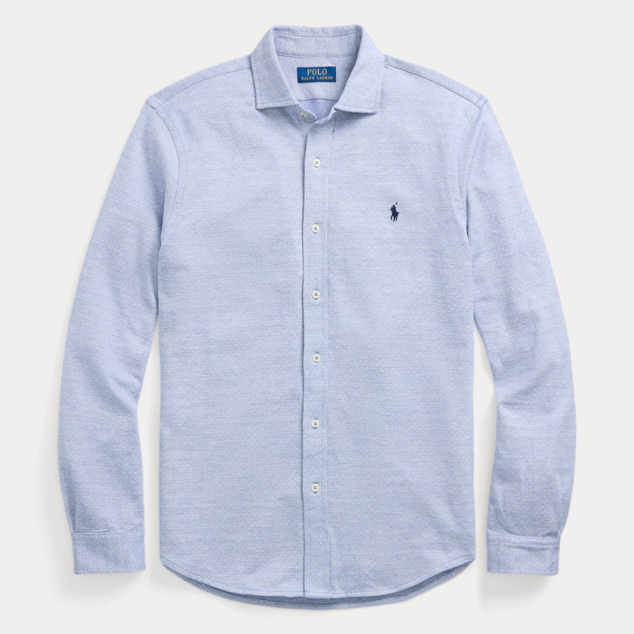 DOT JACQUARD SHIRT | LATTICE BLUE HEATHER / NEVIS