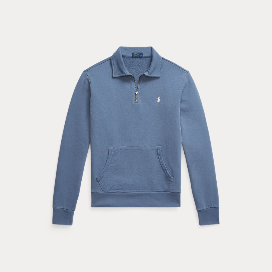 Loopback Fleece Quarter Zip Sweater Capri Blue