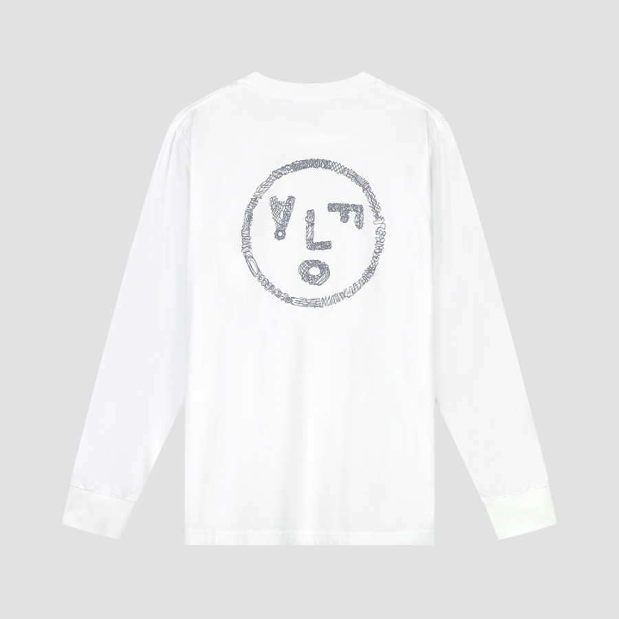 SCRIBBLE FACE TEE LONG SLEEVE OPTICAL WHITE