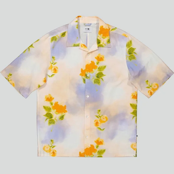  Ole Linen Shirt | Multi Colour Print | Regular Fit 
