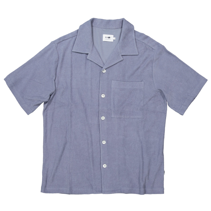 Julio Teddy Shirt | Stone Blue Cotton 