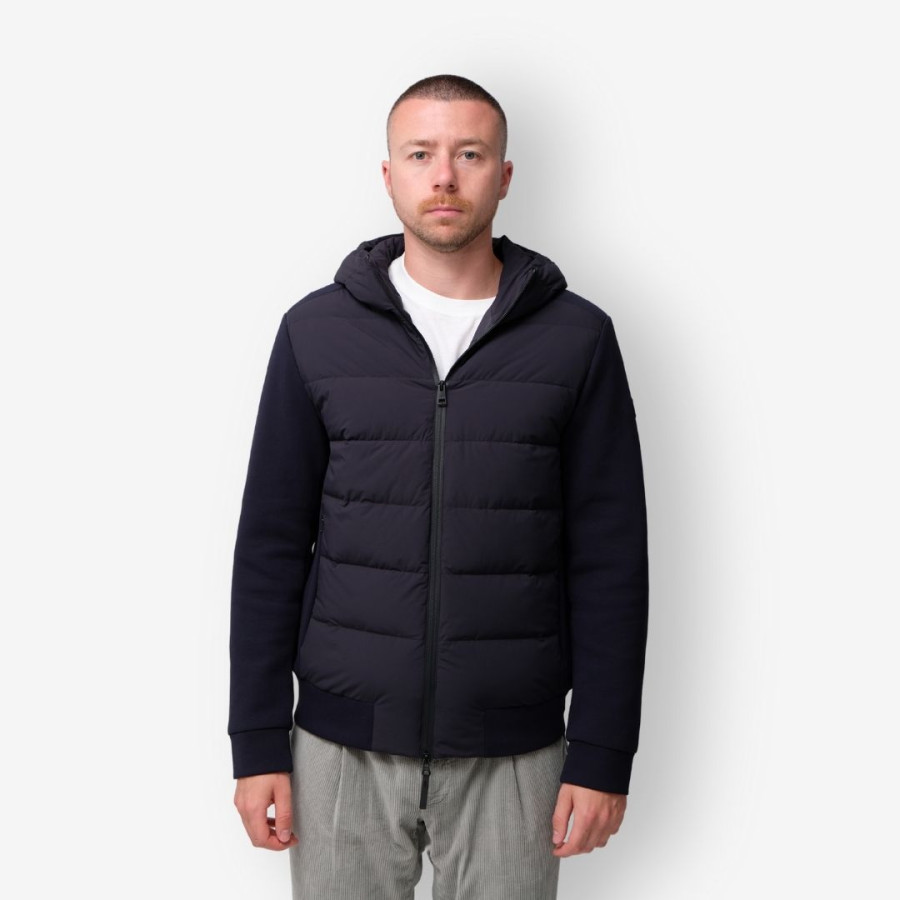 GIANT BARDI LUCA HOODED JACKET WITH DOWN PADDING AND COTTON JERSEY | NAVY