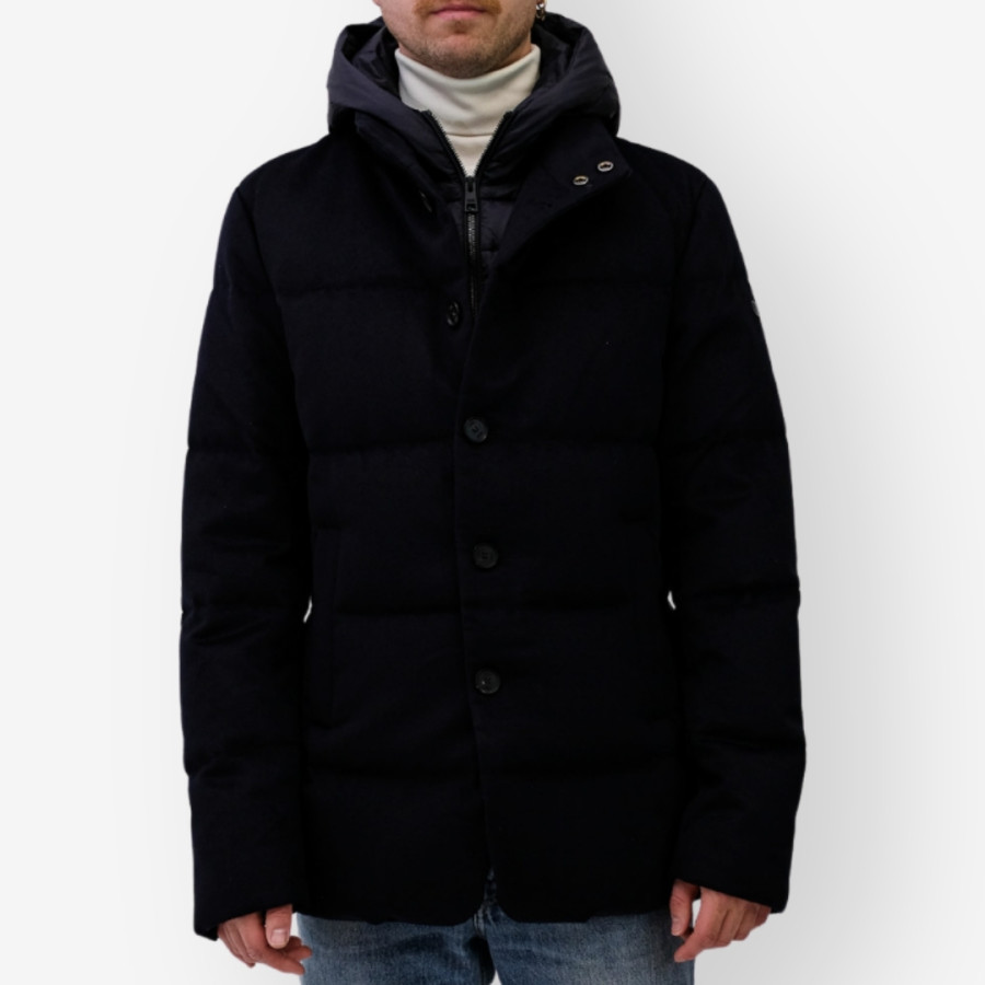 BIORN PRATO TECHNICAL WOOL QUILTED JACKET WITH DETACHABLE BIB | BLACK