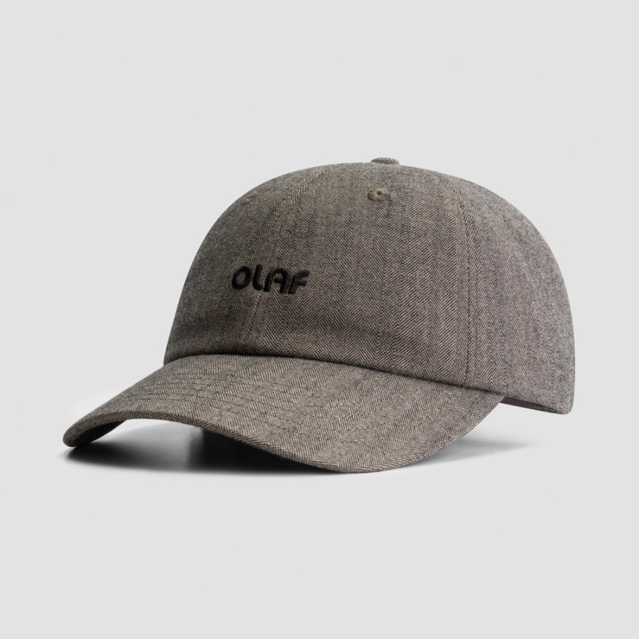 WOOL HERRINGBONE CAP | BROWN