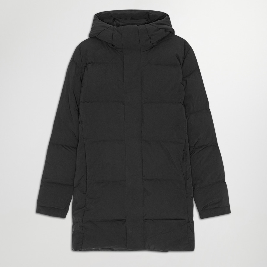 JAKE MID-LENGTH TECHNICAL HOODED PUFFER | BLACK