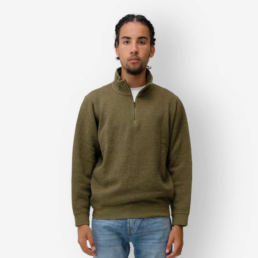 TERRY HALF-ZIP SWEATSHIRT | LIZARD GREEN