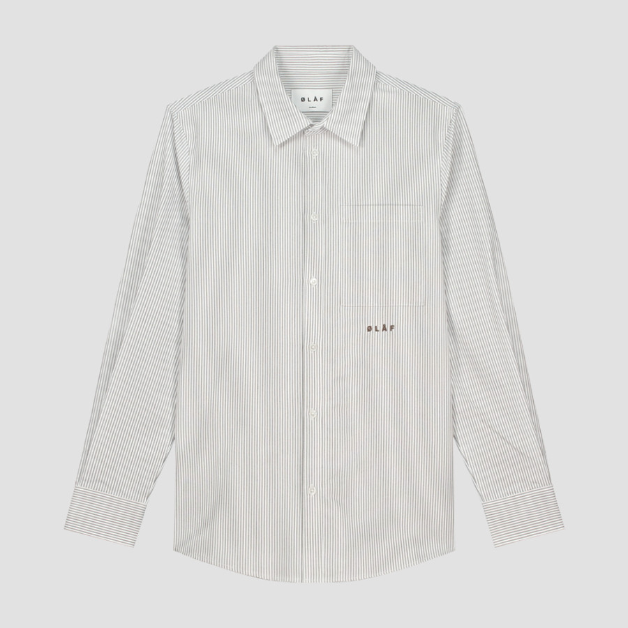 STRIPE OXFORD SHIRT | WHITE/BROWN