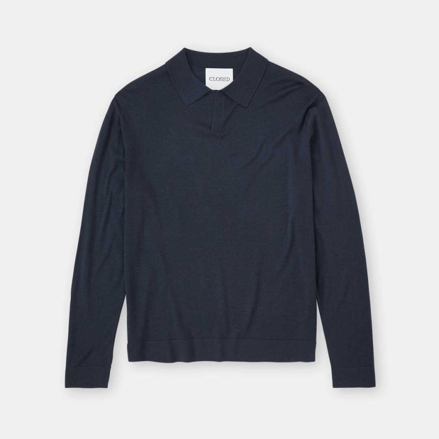 Long Sleeve Polo | Smoky Blue