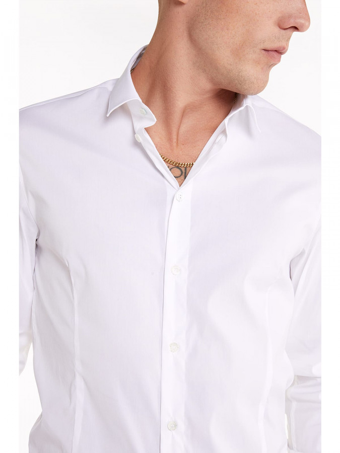 White | Cotton Stretch Slim Fit Shirt