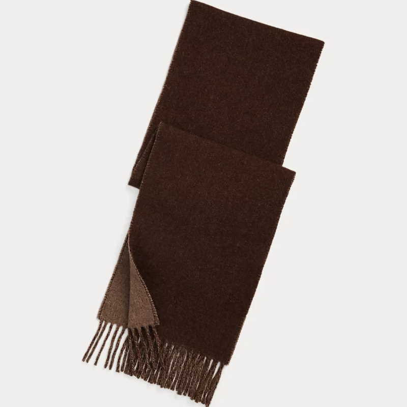 REVERSIBLE WOOL-BLEND SCARF | NUTMEG / BROWN HEATHER