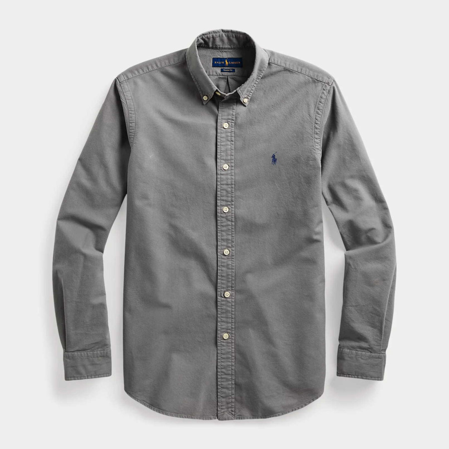 SLIM FIT GARMENT-DYED OXFORD SHIRT | PERFECT GREY