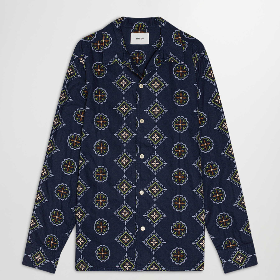 JULIO POPLIN OVERSHIRT | NAVY MULTI 