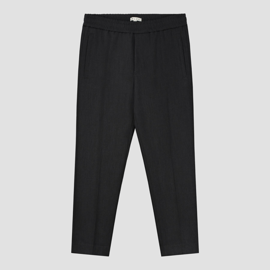 WOOL SLIM ELASTICATED PANTS GREY MELANGE