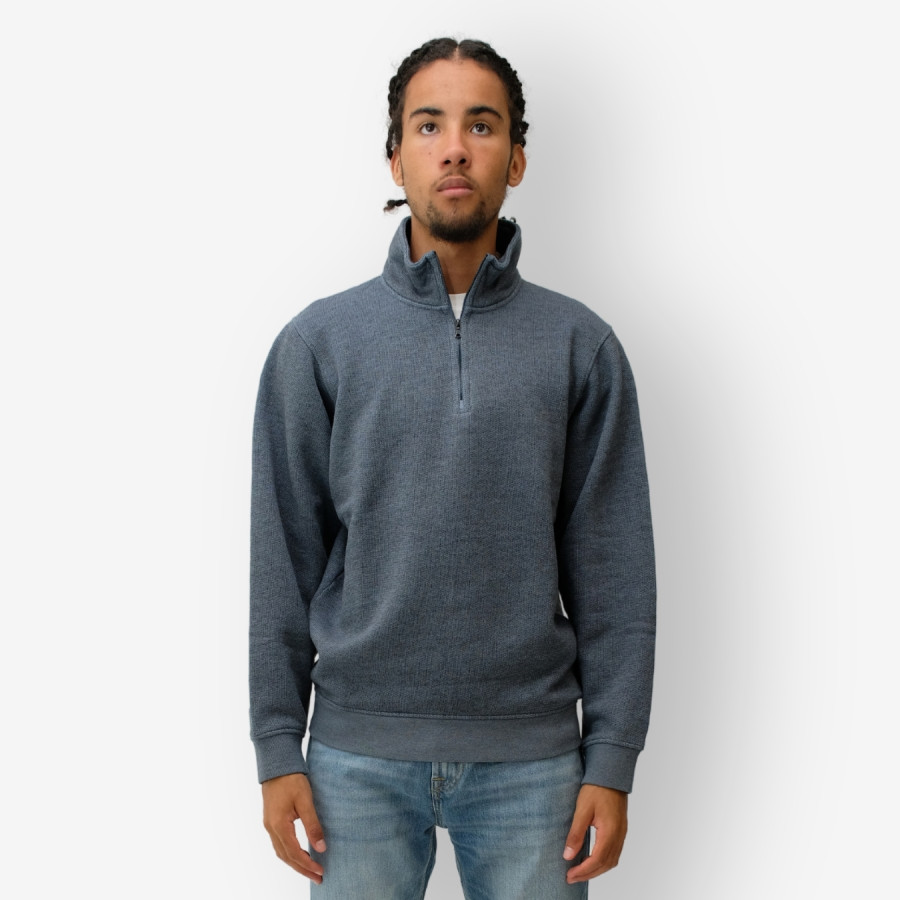 TERRY HALF-ZIP SWEATSHIRT | BLUE STEEL