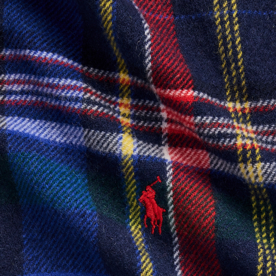 PLAID FRINGE WOOL SCARF | ROYAL MULTI 