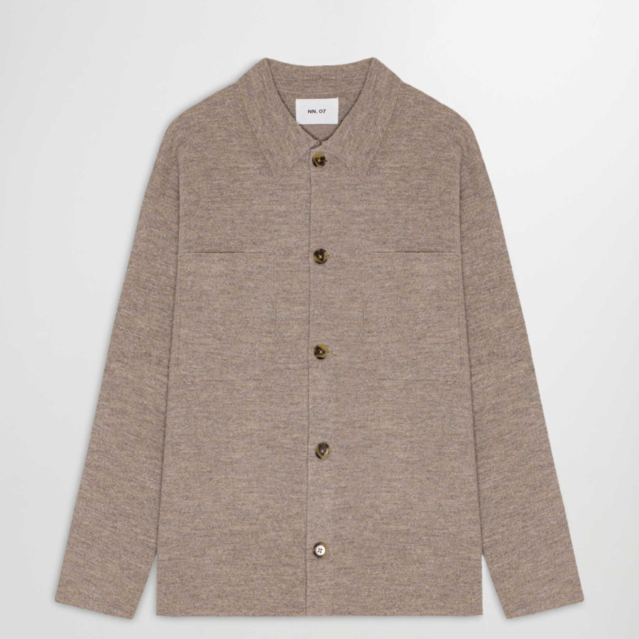 Jonas Overshirt | Boiled Wool Khaki Beige