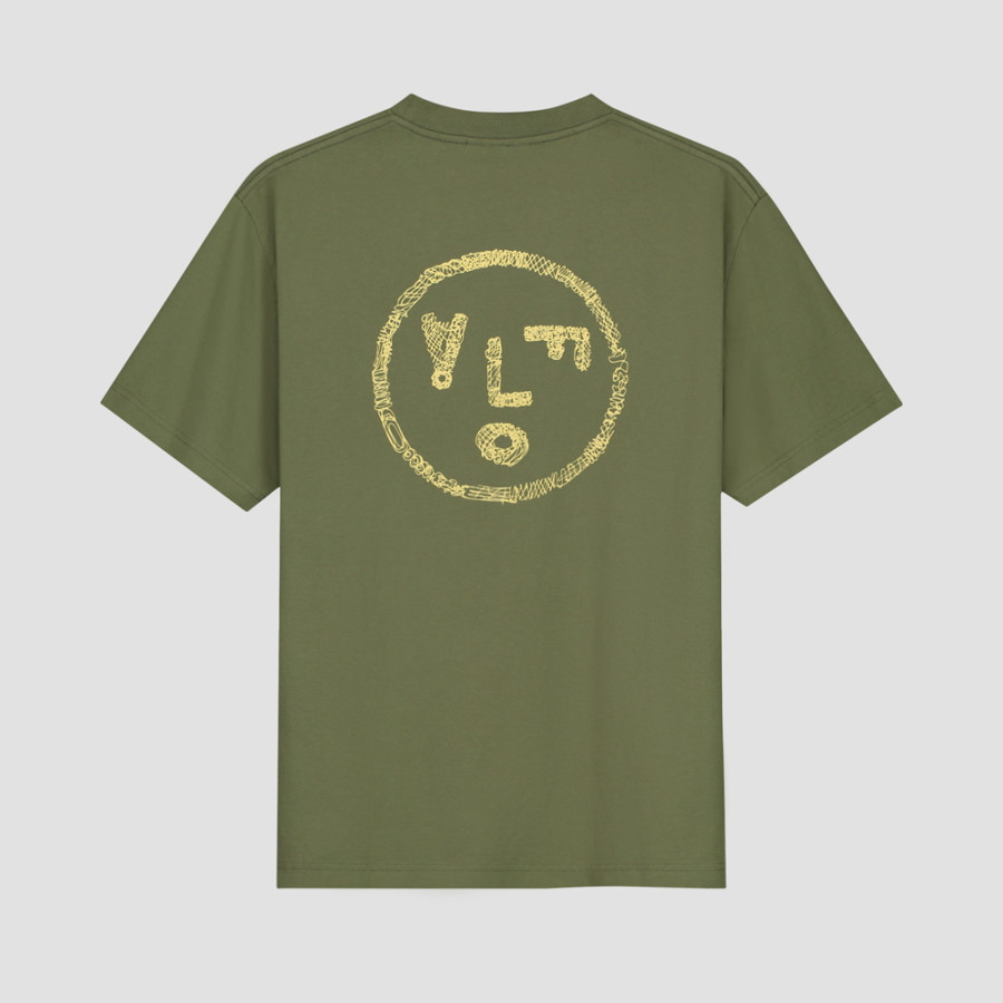 SCRIBBLE FACE TEE.LICHT OLIV