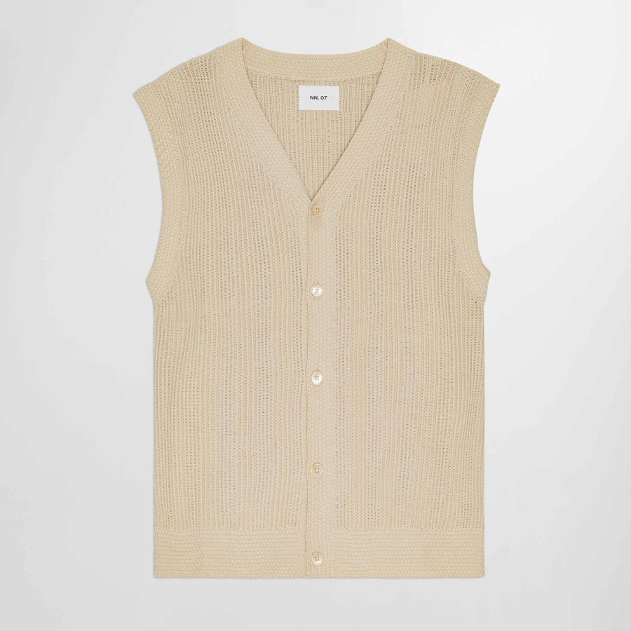 Reece Vest | Knitted Cotton Ecru