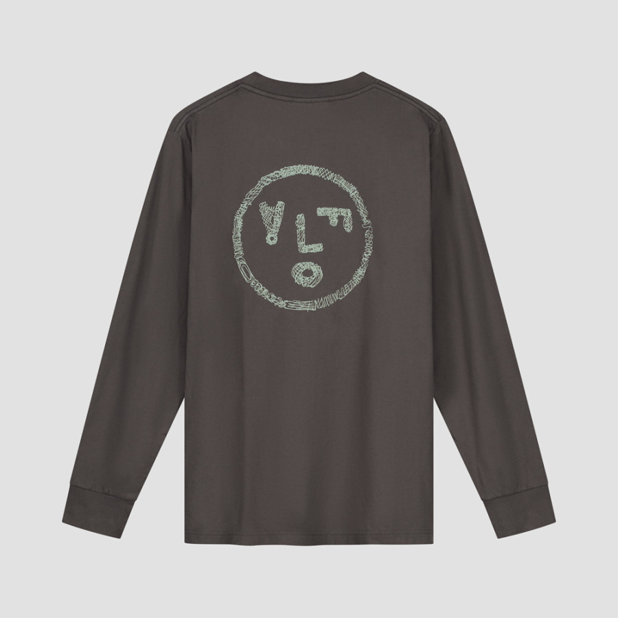 SCRIBBLE FACE TEE LONG SLEEVE BRUNETTE