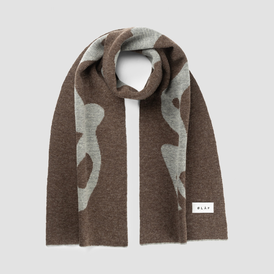 WAVY DRIFT WOOL SCARF | BROWN/GREY