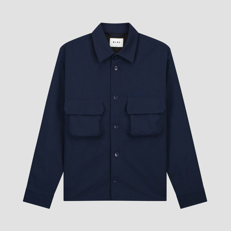 BONDED POCKET OVERSHIRT.NAVY