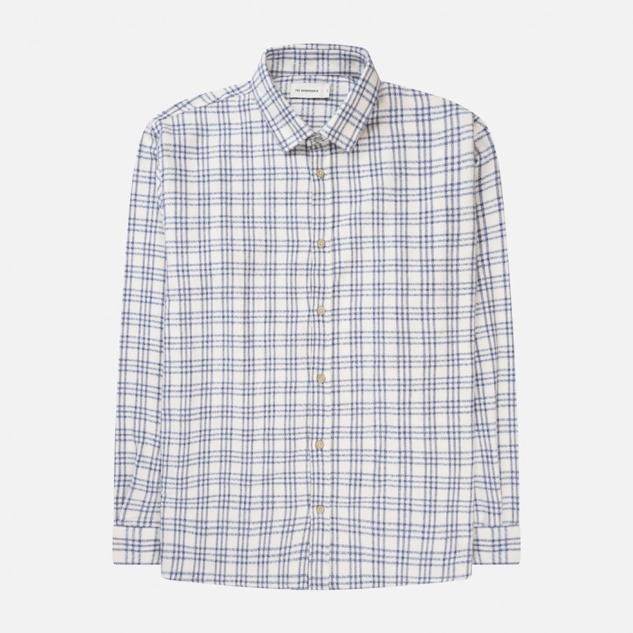 SAM FLANNEL CHECK SHIRT | OFF WHITE BLUE