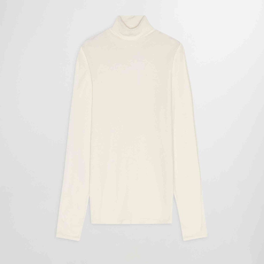 CLIVE ROLL NECK WAFFLE KNIT SHIRT | EGG WHITE