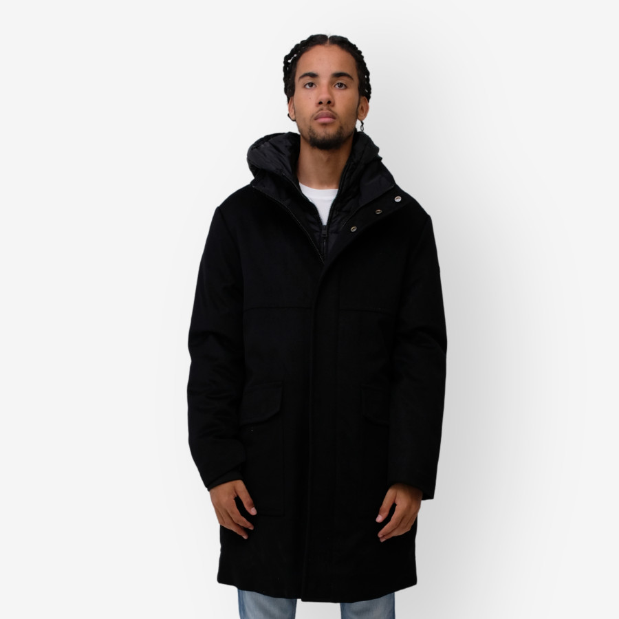 VULCAN PRATO | LONG BI-MATERIAL PARKA IN WOOL