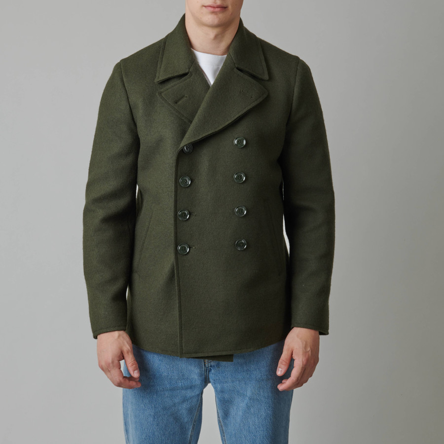 Aspesi | Double-Breasted Boiled Wool Jacket | Dark Green 