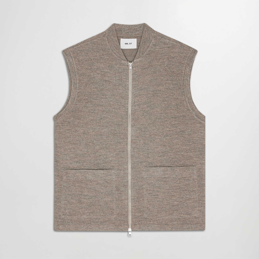 BOILED MERINO VEST | KHAKI BEIGE